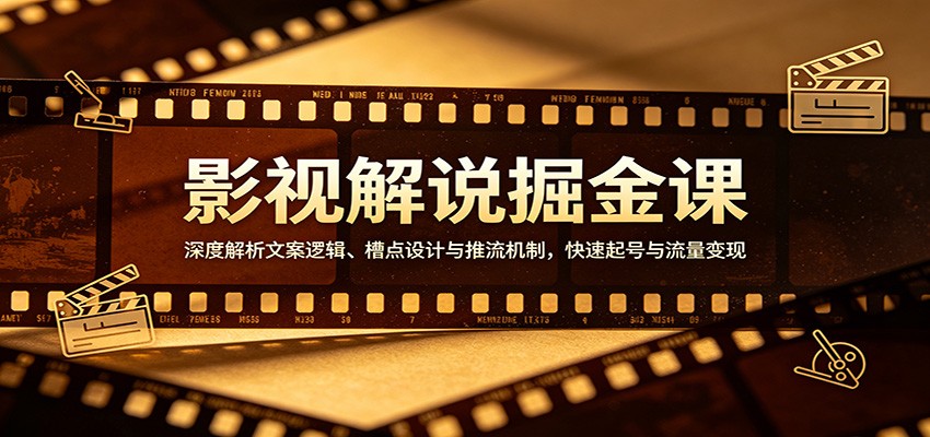 影视解说掘金课：深度解析文案逻辑、槽点设计与推流机制，快速起号与流量变现-优优云网创