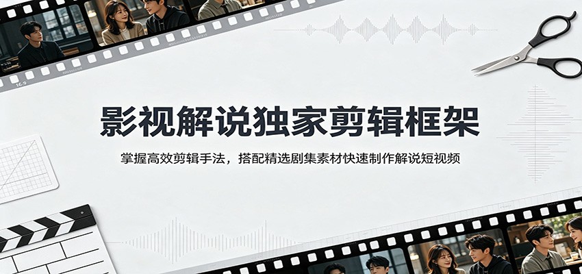 影视解说独家剪辑框架：掌握高效剪辑手法，搭配精选剧集素材快速制作解说短视频-优优云网创