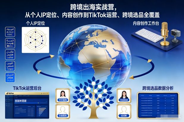 跨境出海实战营，从个人IP定位、内容创作到TikTok运营、跨境选品全覆盖-优优云网创