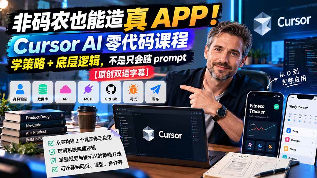 （20810期）非码农也能造真 APP！Cursor AI 零代码课程：学策略 + 底层逻辑，不是只会瞎 prompt【原创双语字幕】-优优云网创