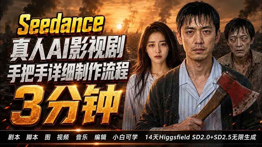 （19706期） 3分钟真人AI影视剧怎么做？SD 2.0手把手完整制作流程｜Higgsfield 14天SD 2.0/2.5无限生成-优优云网创
