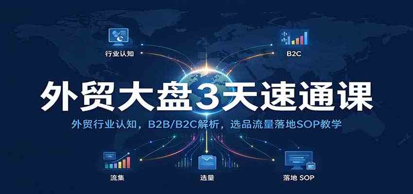 外贸大盘3天速通课：外贸行业认知，B2B/B2C解析，选品流量落地SOP教学-优优云网创
