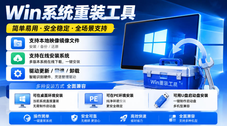 Win系统重装工具，支持本地映像镜像文件安装备份，简单易用-安全稳定-全场景支持-优优云网创