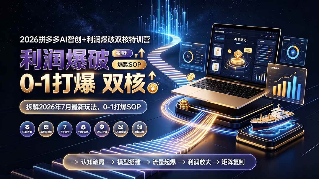 （19562期）2026拼多多AI智创+利润爆破双核特训营-更新：拆解2026年7月最新玩法，0-1打爆SOP-优优云网创
