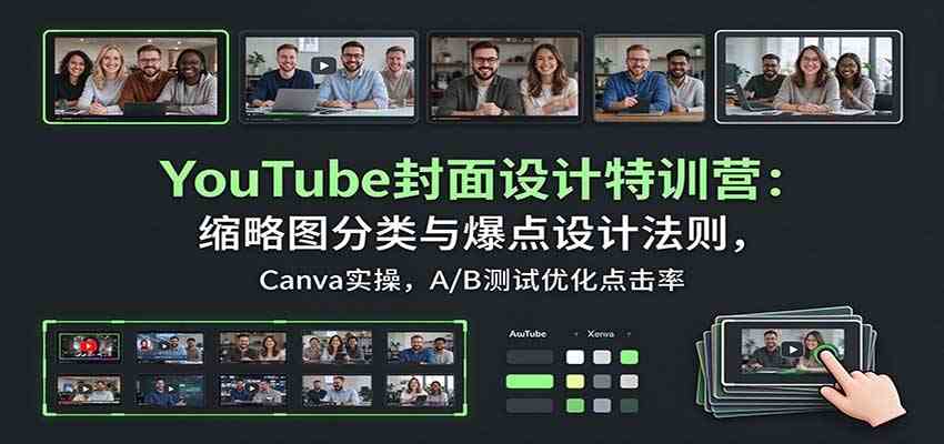 YouTube封面设计特训营：缩略图分类与爆点设计法则，Canva实操，A/B测试优化点击率-优优云网创