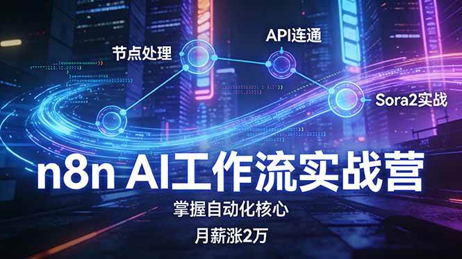 （17458期）n8n AI工作流实战营，节点处理+API连通+Sora2实战，掌握自动化核心月薪涨2万-优优云网创