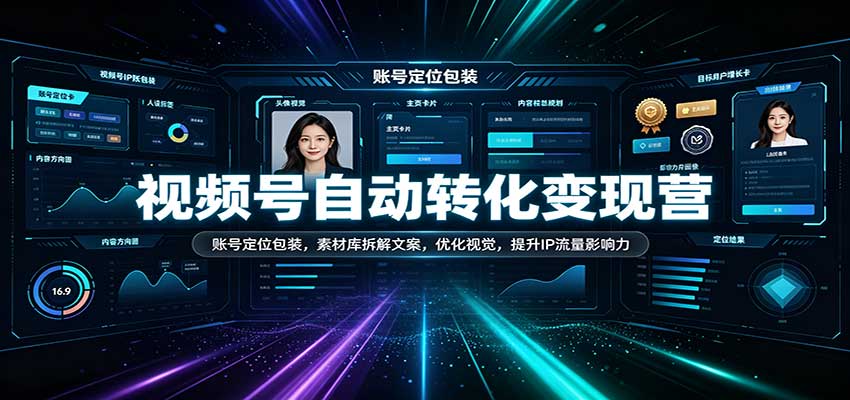 视频号自动转化变现营：账号定位包装，素材库拆解文案，优化视觉，提升IP流量影响力-优优云网创