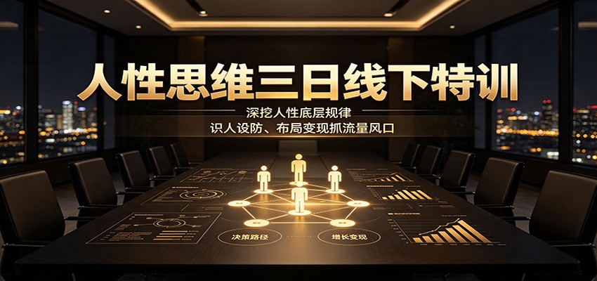 人性思维三日线下特训：深挖人性底层规律，识人设防、布局变现抓流量风口-优优云网创