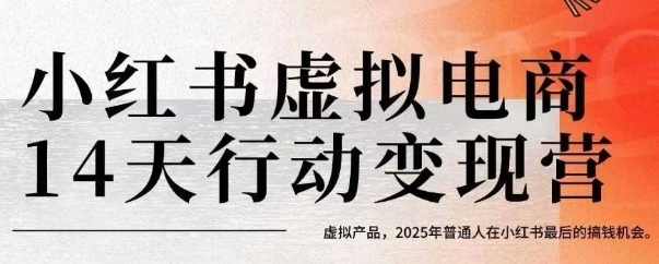 小红书虚拟电商14天变现训练营，虚拟产品，2025年普通人在小红书最后的搞钱机会-优优云网创