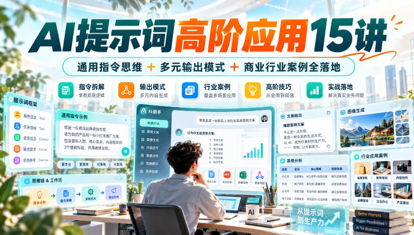 AI提示词高阶应用15讲｜通用指令思维+多元输出模式+商业行业案例全落地-优优云网创
