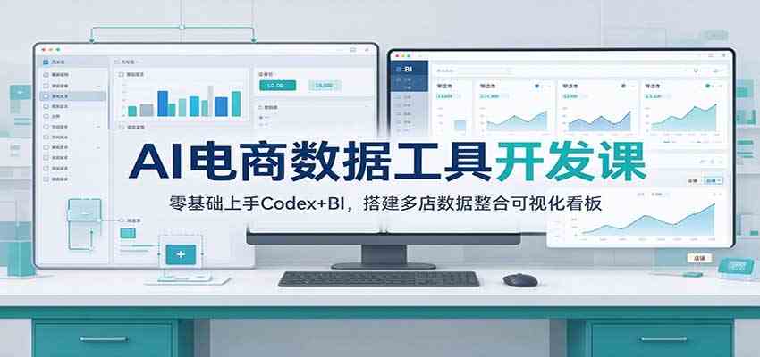 AI电商数据工具开发课：零基础上手Codex+BI，搭建多店数据整合可视化看板-优优云网创