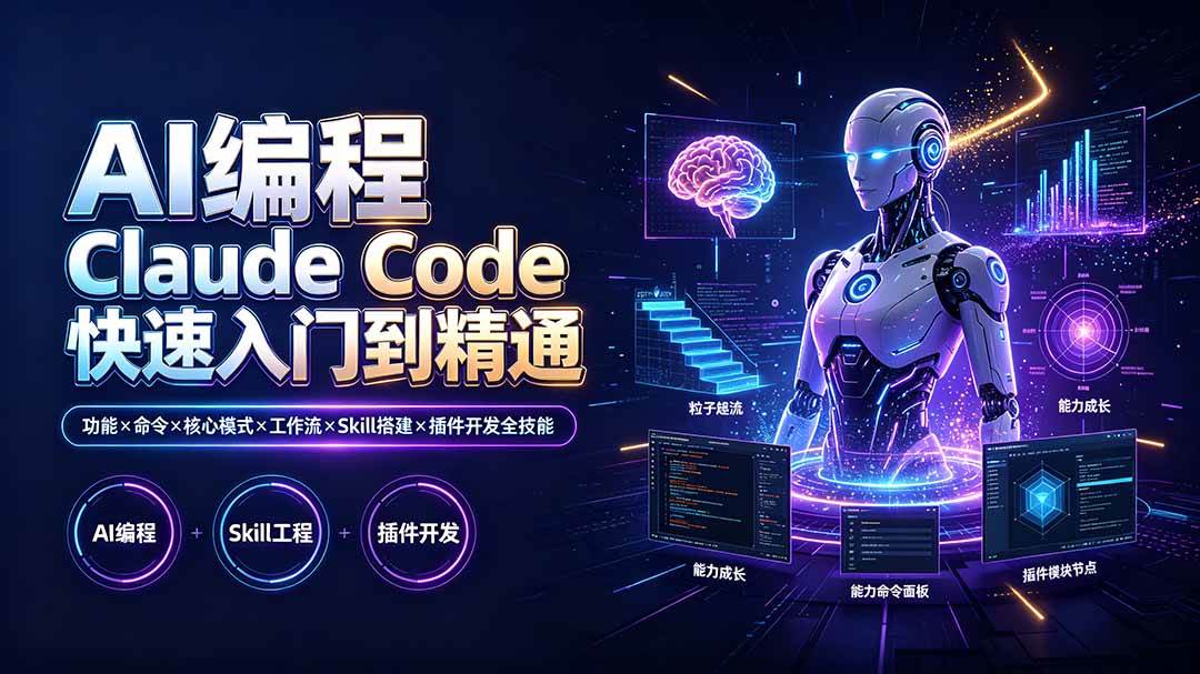 (19306期)AI编程 Claude Code快速入门到精通:功能×命令×核心模式×工作流×Skill搭建×插件开发全技能-优优云网创