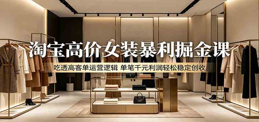 淘宝高价女装暴利掘金课：吃透高客单运营逻辑，单笔千元利润轻松稳定创收-优优云网创
