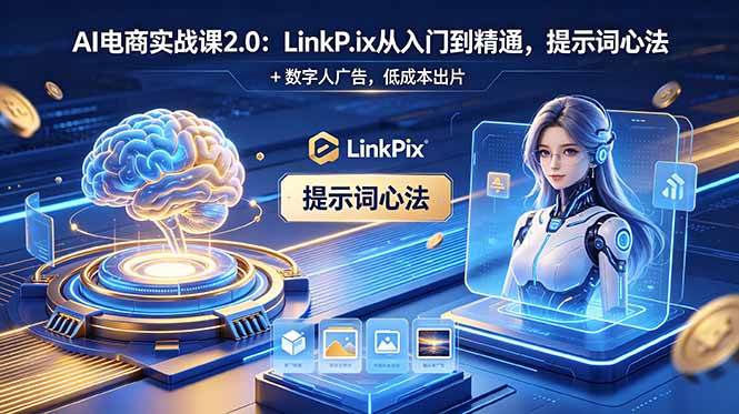 (18655期)AI 电商实战课2.0|LinkPix 从入门到精通,提示词心法 + 数字人广告,低成本出片-优优云网创