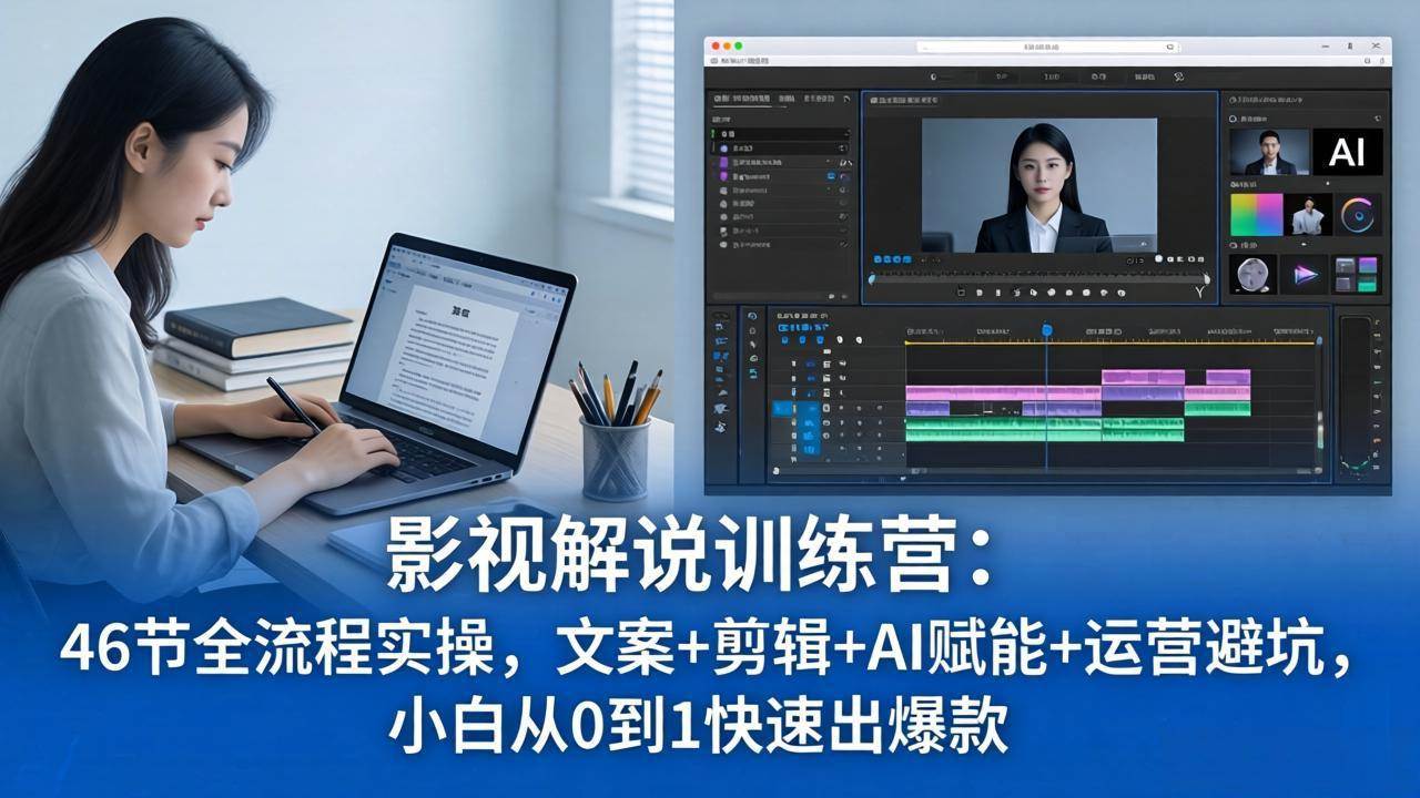 （18053期）影视解说特训营：46节全流程实操，文案+剪辑+AI赋能+运营避坑，小白从0到1快速出爆款-优优云网创