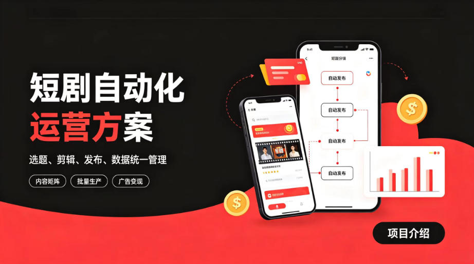 快手全自动短剧矩阵项目｜自动化分发，流量持续变现【揭秘】-优优云网创