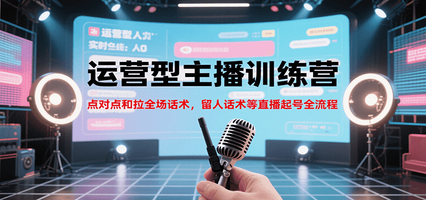 运营型主播训练营，点对点和拉全场话术，留人话术等直播起号全流程（更新7月）-优优云网创