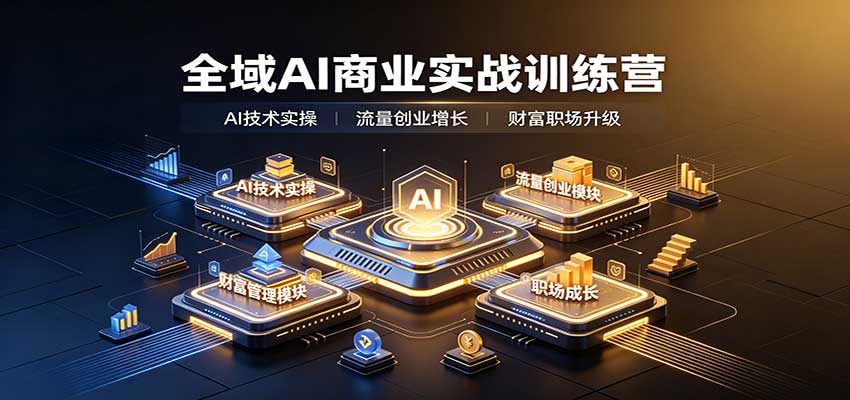 全域AI商业实战训练营：涵盖AI技术实操、流量创业、财富管理与职场成长全体系内容-优优云网创