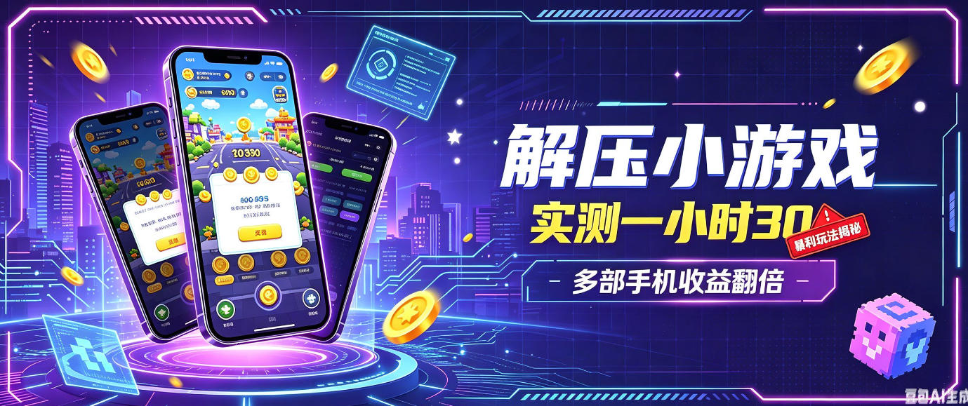 小游戏全流程玩法，实测一小时搞30，简单无脑解压，当天做当天就能看到进账，直接冲就行【揭秘】-优优云网创