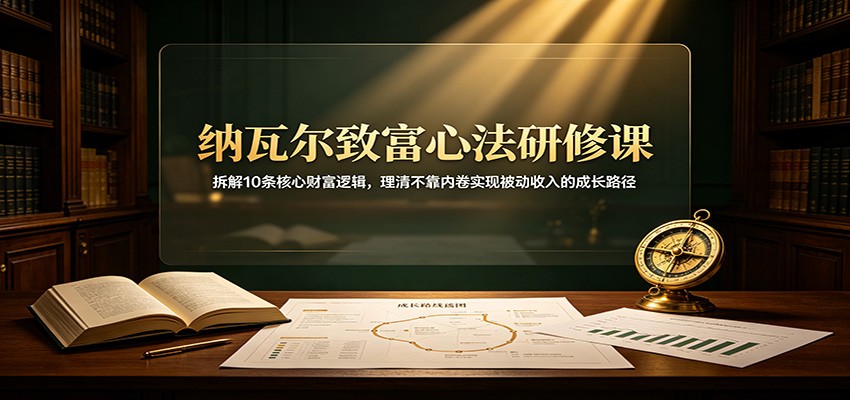 纳瓦尔致富心法研修课：拆解10条核心财富逻辑，理清不靠内卷实现被动收入的成长路径-优优云网创