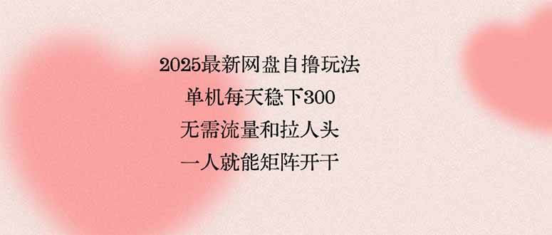 (15831期)2025最新网盘自撸玩法,单机每天稳下3张,无需流量和拉人头,一个人就…-优优云网创