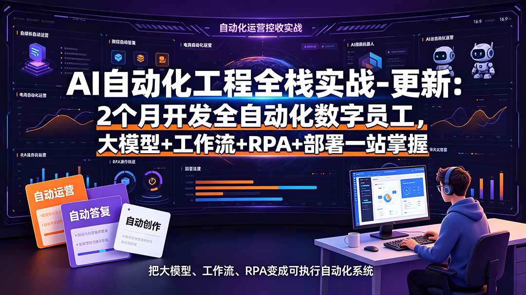 (19279期)AI自动化工程全栈实战-更新:2个月开发全自动化数字员工,大模型+工作流+RPA+部署一站式掌握-优优云网创