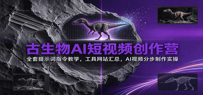 古生物AI短视频创作营：全套提示词指令教学，工具网站汇总，AI视频分步制作实操-优优云网创