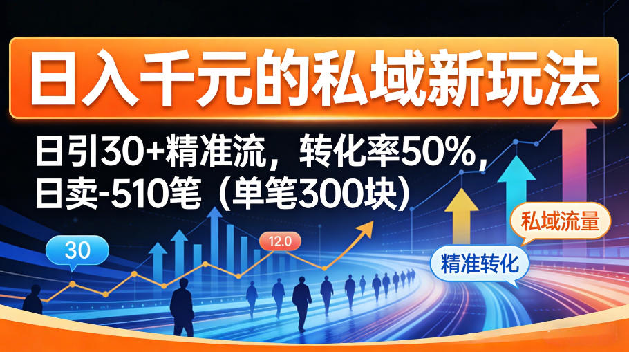 日入千米的私域新玩法：日引30＋精准流，转化率50%，日卖5-10笔（单笔300米）-优优云网创