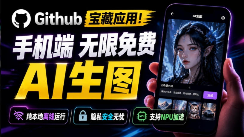 Github宝藏应用！手机端无限免费AI生图，纯本地离线运行，支持NPU加速斩获3.1k stars，local-dream-优优云网创