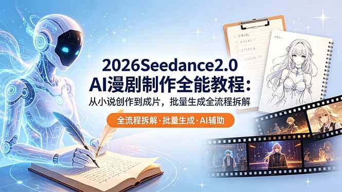 (18537期)2026Seedance2.0 AI制作全能教程:从小说创作到成片,批量生成全流程拆解-优优云网创