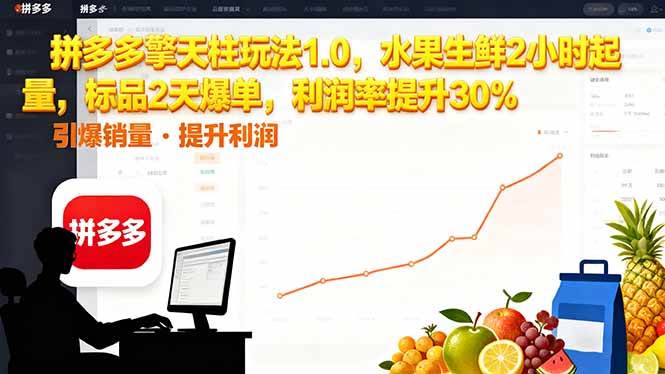 （16429期）拼多多 擎天柱玩法1.0，水果生鲜2小时起量，标品2天爆单，利润率提升30%-优优云网创