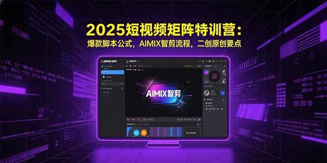 （15475期）2025短视频矩阵特训营：爆款脚本公式，AIMIX智剪流程，二创原创要点-优优云网创