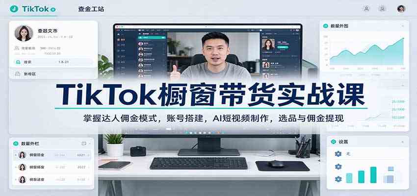 TikTok橱窗带货实战课：掌握达人佣金模式，账号搭建，AI短视频制作，选品与佣金提现-优优云网创