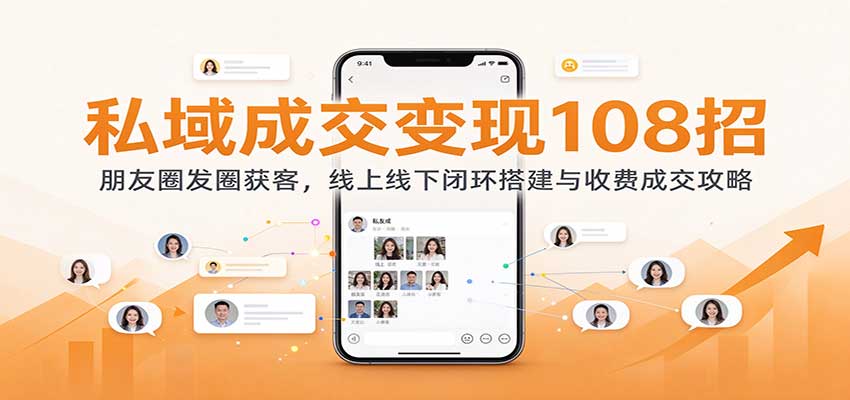 私域成交变现108招：朋友圈发圈获客，线上线下闭环搭建与收费成交攻略-优优云网创
