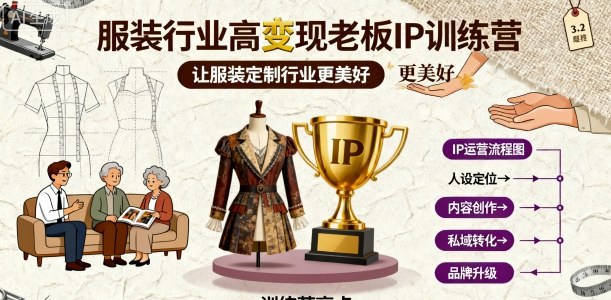 服装行业高变现老板IP训练营，让服装定制行业更美好-优优云网创