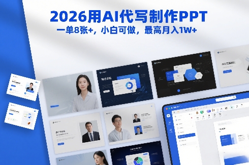 2026用AI代写制作PPT,一单8张+,小白可做,最高月入1W+-优优云网创