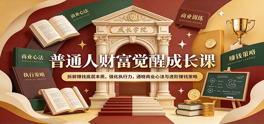 普通人财富觉醒成长课：拆解赚钱底层本质，强化执行力，通晓商业心法与进阶赚钱策略-优优云网创