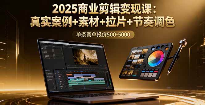 （16130期）2025商业剪辑变现课：真实案例+素材+拉片+节奏调色，单条商单报价500-5000-优优云网创