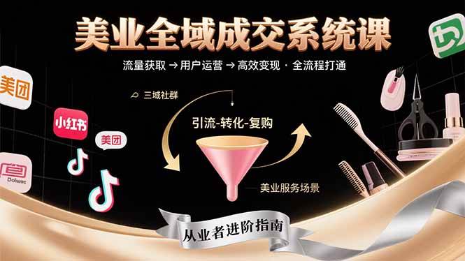 （15650期）美业全域成交系统课程：帮助美业从业者打通从流量获取到高效变现全流程-优优云网创