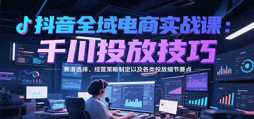 抖音全域电商实战，千川投放技巧，赛道选择、经营策略制定以及各类投放细节要点-优优云网创