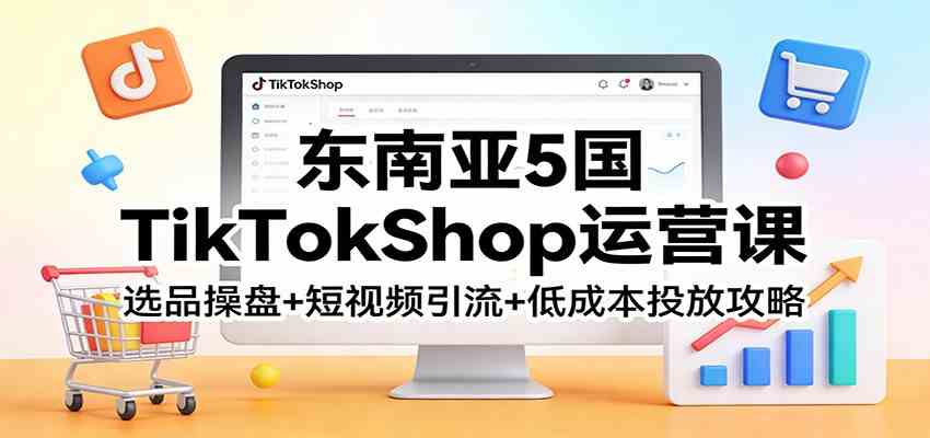 东南亚5国TikTokShop运营课：选品操盘+短视频引流+低成本投放攻略-优优云网创