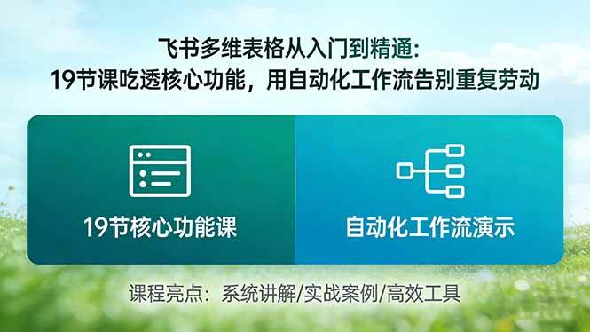 （17634期）飞书多维表格从入门到精通：19节课吃透核心功能，用自动化工作流告别重复劳动-优优云网创