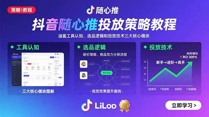 （15828期）抖音随心推投放策略教程：涵盖工具认知、选品逻辑和投放技术三大核心模块-优优云网创