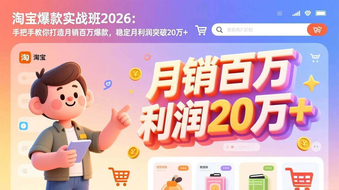 （17209期）淘宝爆款实战班2026：手把手教你打造月销百万爆款，稳定月利润突破20万+-优优云网创