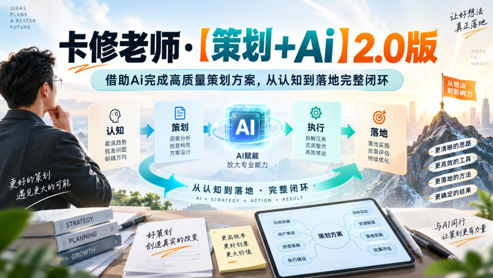 卡修老师·【策划+Ai】2.0版借助Ai完成高质量策划方案，从认知到落地完整闭环-优优云网创