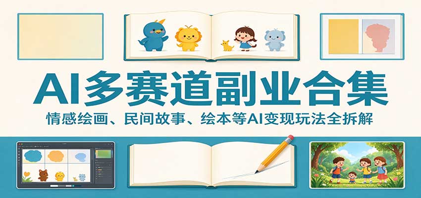 AI多赛道副业合集：情感绘画、民间故事、绘本等AI变现玩法全拆解-优优云网创