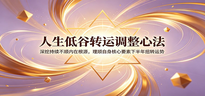 人生低谷转运调整心法:深挖持续不顺内在根源,理顺自身核心要素下半年扭转运势-优优云网创