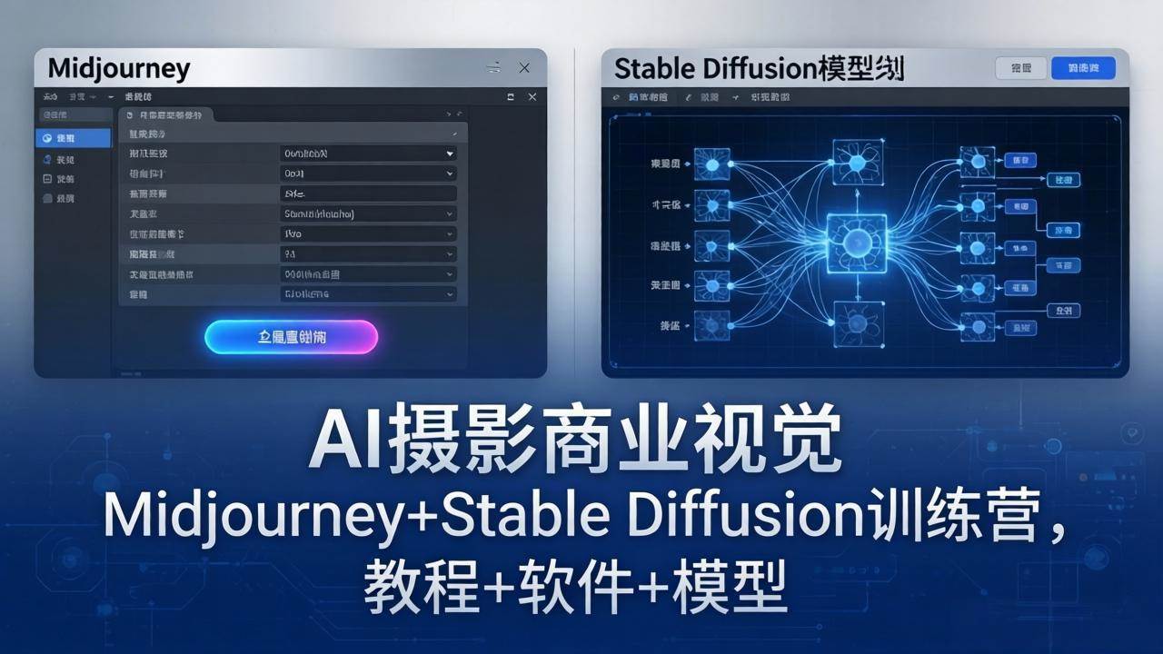 （18271期）AI摄影商业视觉Midjourney+Stable Diffusion训练营，教程+软件+模型-优优云网创