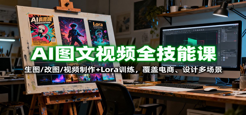 AI图文视频全技能课：生图/改图/视频制作+Lora训练，覆盖电商 、设计多场景-优优云网创