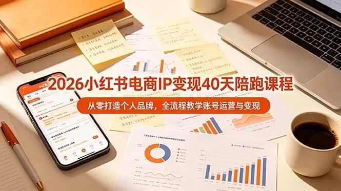 (19103期)2026小红书电商IP变现40天陪跑课程-11期,从零打造个人品牌,全流程教学账号运营与变现-优优云网创